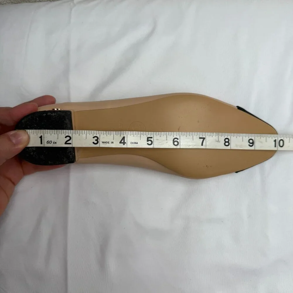 Designer Inspired Beige & Black Cap Toe Ballerina Flats Size 40 (US 9) old money - Picture 10 of 12